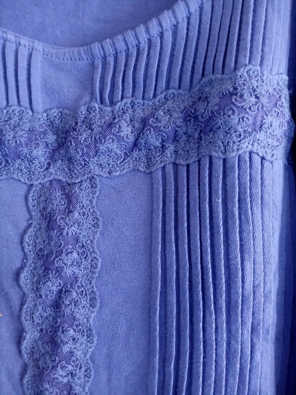 Woman Within Lace Trim Top Shirt Plus 2X Boho Feminine Flowy Purple Lavender - Picture 3 of 7